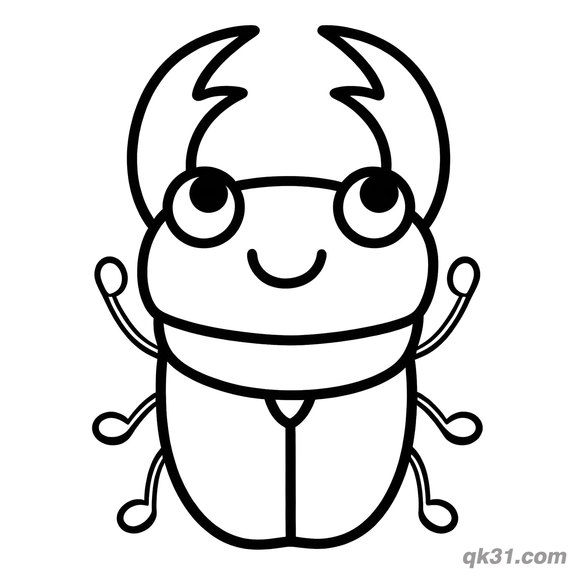 Cute Q Version Stag Beetle Coloring Page – Free Printable Coloring Page for Kids and Adults
