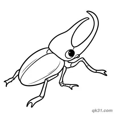 Flying Side View Rhinoceros Beetle Coloring Page
