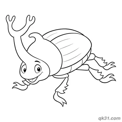 Free printable Happy Waving Rhinoceros Beetle Coloring Page coloring page
