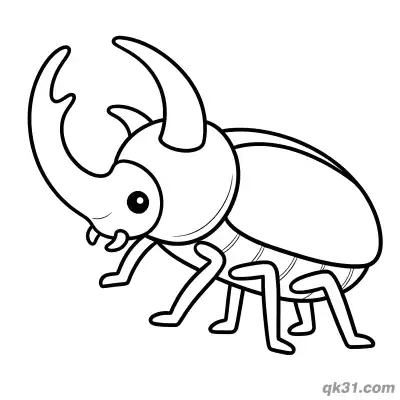 Free printable Side View Cartoon Rhinoceros Beetle Coloring Page coloring page
