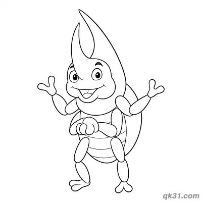 Free printable Standing Anthropomorphic Rhinoceros Beetle Coloring Page coloring page
