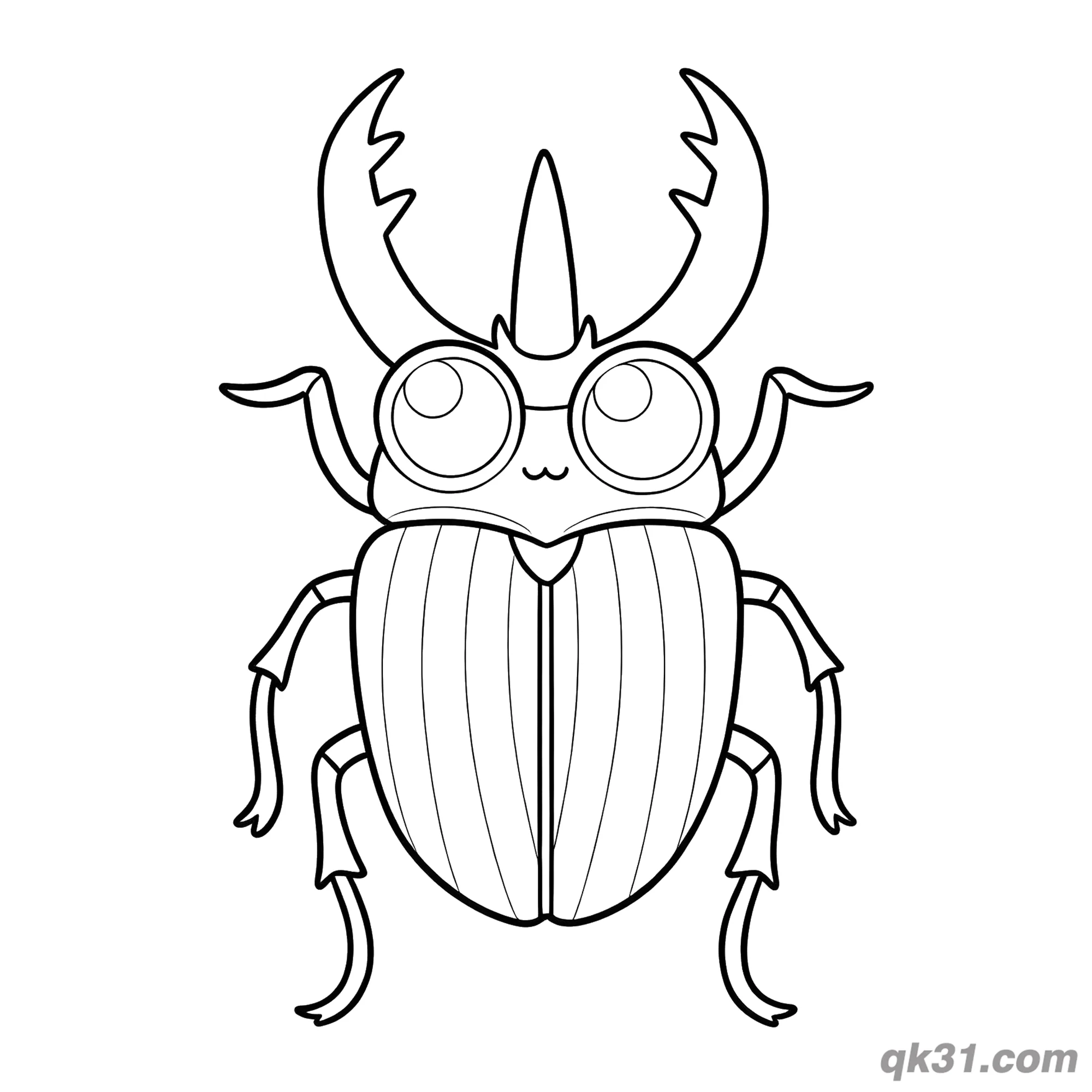 Symmetrical Cartoon Stag Beetle Coloring Page – Free Printable Coloring Page for Kids and Adults