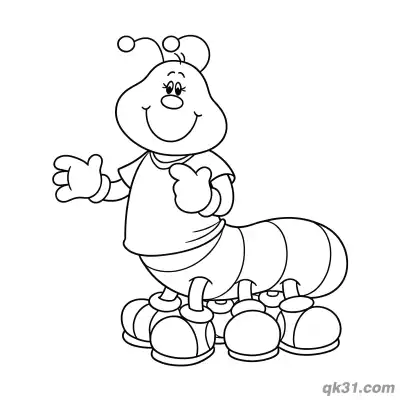 Anthropomorphic Caterpillar Wearing Shirt Coloring Page