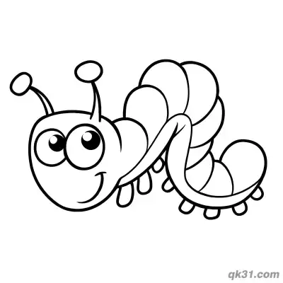 Big Eye Caterpillar Crawling Forward Coloring Page