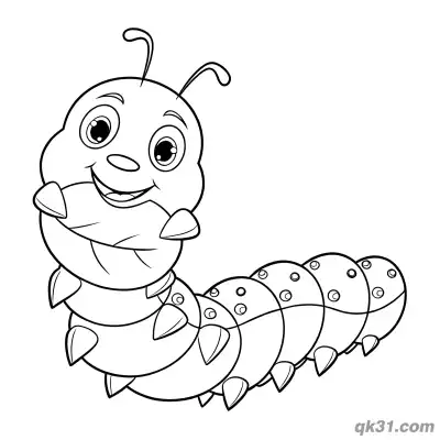 Caterpillar Holding Leaf with Patterns Coloring Page