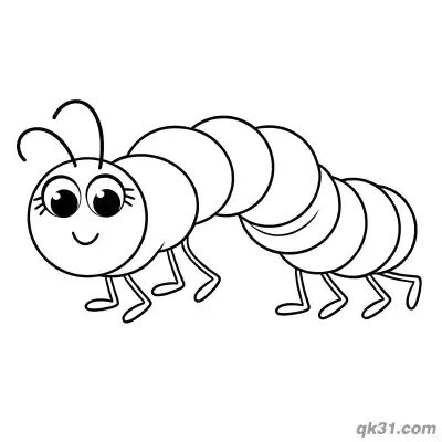 Caterpillar with Eyelashes Crawling Coloring Page