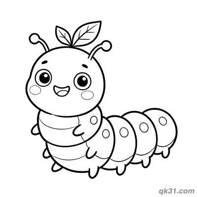 Caterpillar with Leaves on Head Coloring Page