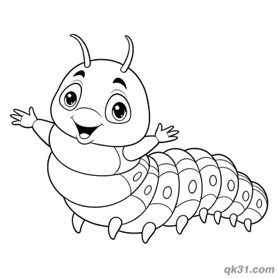 Caterpillar with Open Arms Waving Coloring Page
