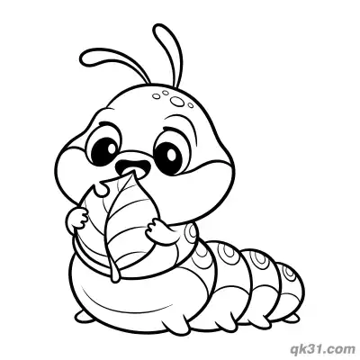Chubby Caterpillar Eating Leaf Coloring Page