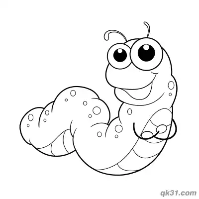 Curled Caterpillar with Big Eyes Coloring Page
