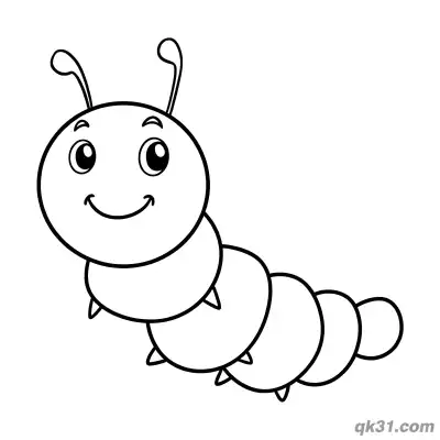 Cute Simple Caterpillar Smiling Coloring Page