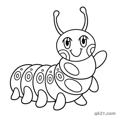 Decorated Caterpillar Waving Hand Coloring Page