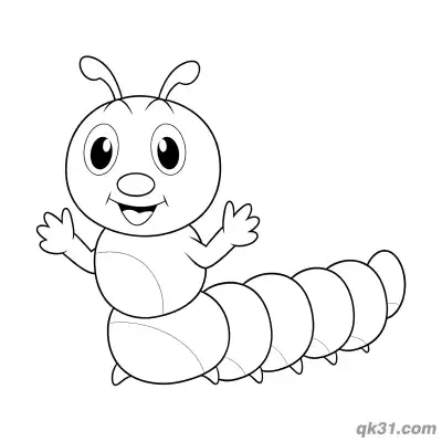 Happy Caterpillar Waving Hand Coloring Page