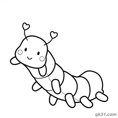 Heart Antennae Cute Caterpillar Coloring Page