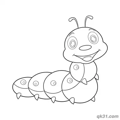 Laughing Caterpillar with Patterns Coloring Page