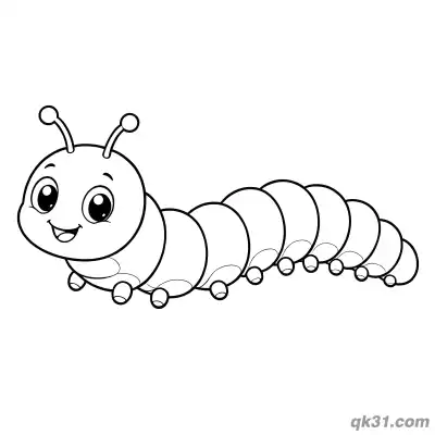 Long Segmented Caterpillar Smiling Coloring Page