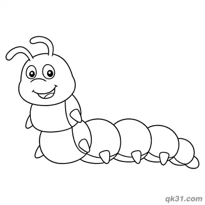 Free printable Side Profile Caterpillar Smiling Coloring Page coloring page