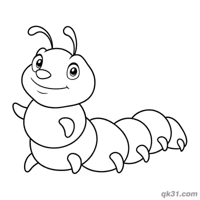 Free printable Side View Chubby Caterpillar Smiling Coloring Page coloring page