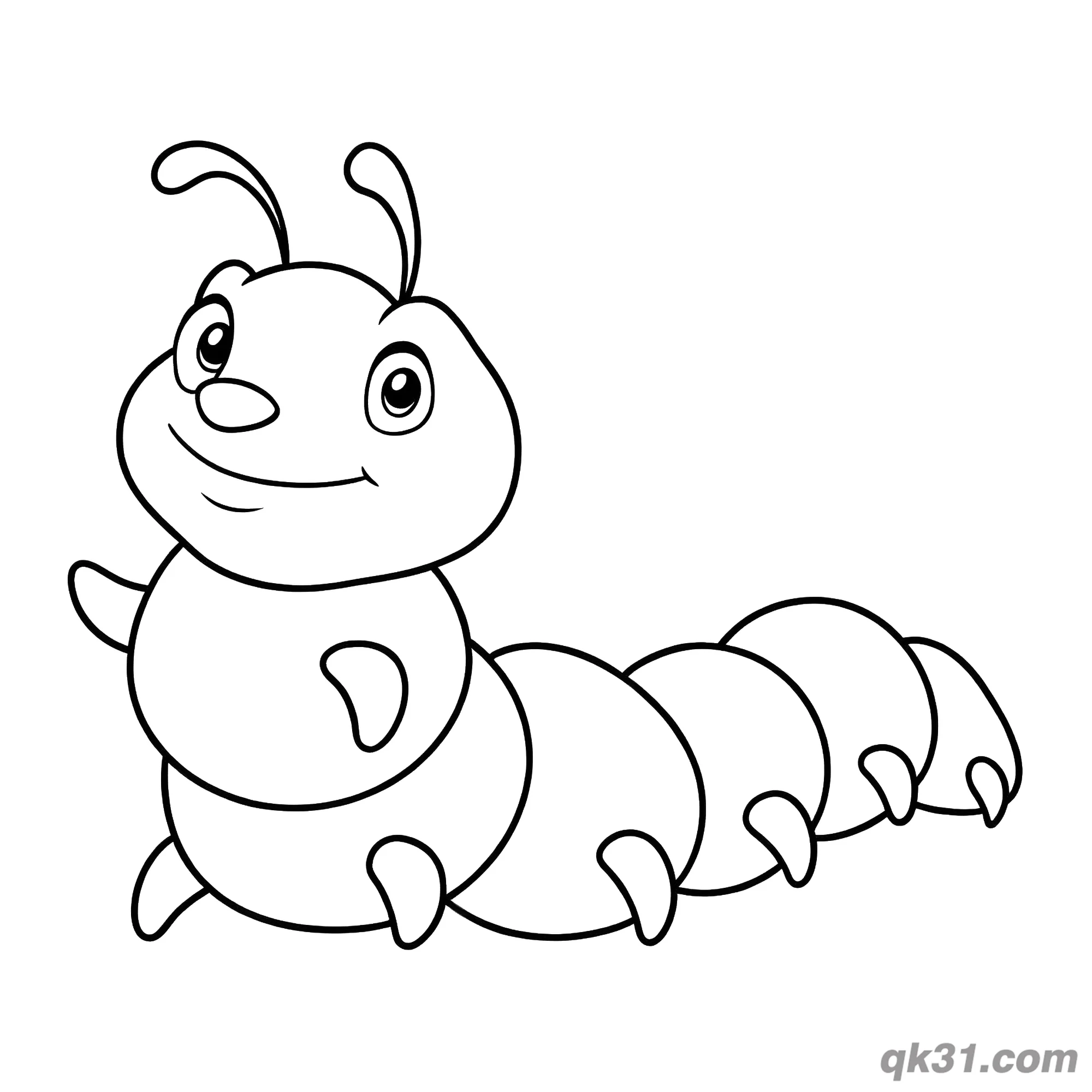 Side View Chubby Caterpillar Smiling Coloring Page – Free Printable Coloring Page for Kids and Adults