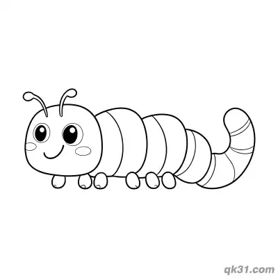 Free printable Simple Horizontal Q Version Caterpillar Coloring Page coloring page