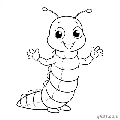 Free printable Standing Caterpillar with Open Arms Coloring Page coloring page
