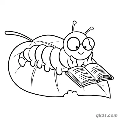 Free printable Studious Caterpillar Reading Book Coloring Page coloring page