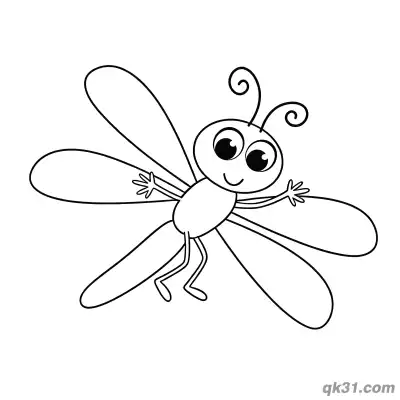 Anthropomorphic Dragonfly with Open Arms Coloring Page