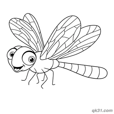 Cute Flying Dragonfly Cartoon Coloring Page