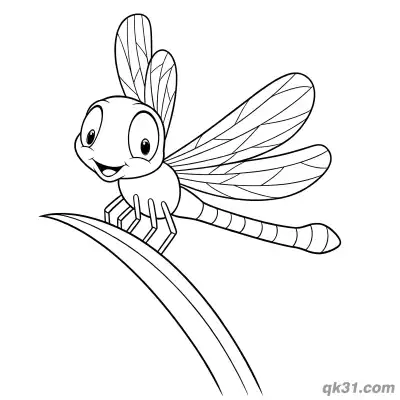 Dragonfly Resting on Grass Coloring Page