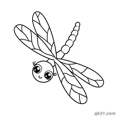 Floating Cute Dragonfly Coloring Page