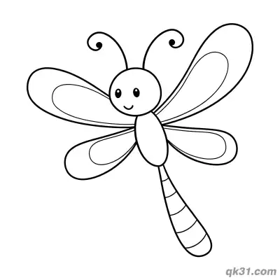 Flying Q Version Minimalist Dragonfly Coloring Page