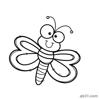 Heart Wings Simple Cartoon Dragonfly Coloring Page