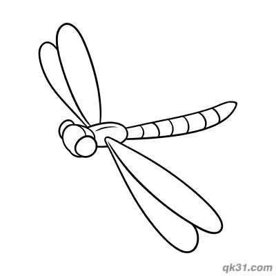 Minimalist Flat Side Flying Dragonfly Coloring Page