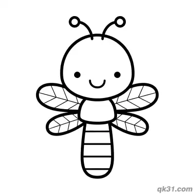 Minimalist Q Version Dragonfly Front View Coloring Page