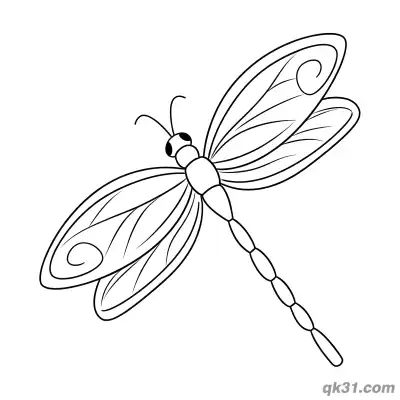 Minimalist Realistic Dragonfly Flying Coloring Page