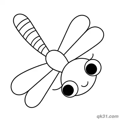 Q Version Flying Dragonfly Coloring Page