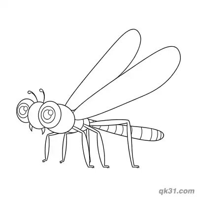 Free printable Side View Big Eyes Dragonfly Coloring Page coloring page