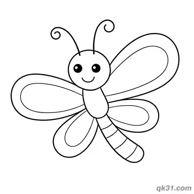 Free printable Simple Round Cartoon Dragonfly Coloring Page coloring page