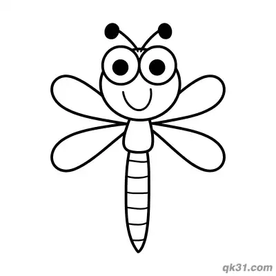 Free printable Symmetrical Q Version Dragonfly Coloring Page coloring page