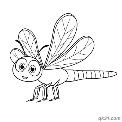 Free printable Walking Cute Dragonfly Coloring Page coloring page