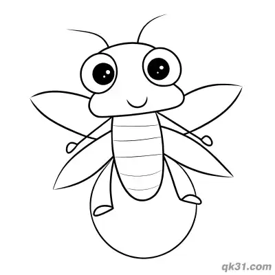 Big Eyes Happy Firefly Coloring Page