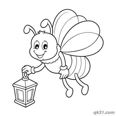 Cute Lantern Carrying Firefly Coloring Page