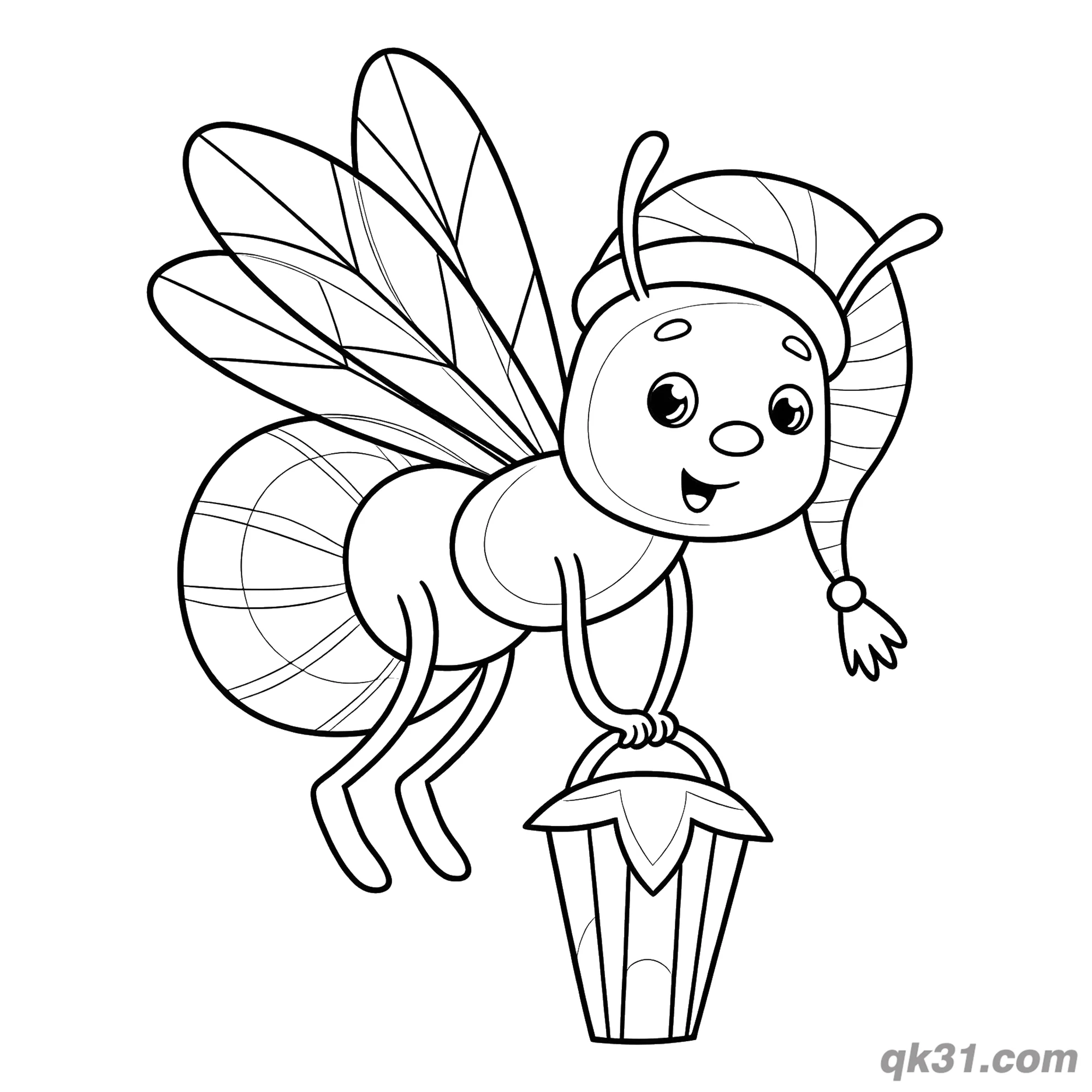 Nightcap Lantern Firefly Coloring Page – Free Printable Coloring Page for Kids and Adults