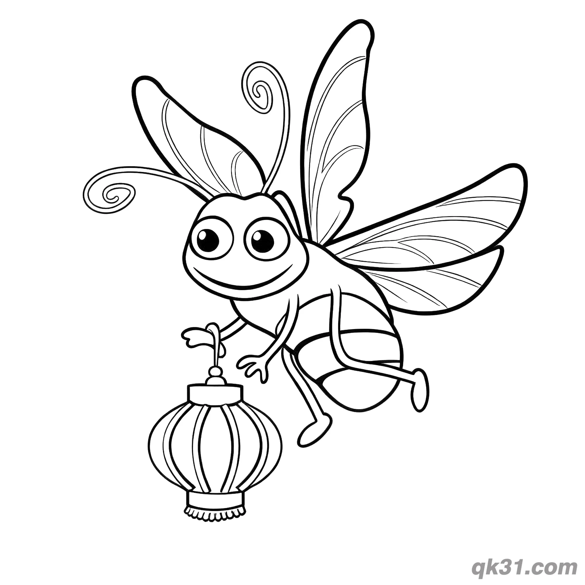 Traditional Lantern Firefly Coloring Page – Free Printable Coloring Page for Kids and Adults
