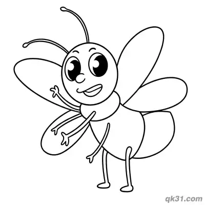 Free printable Waving Happy Firefly Coloring Page coloring page