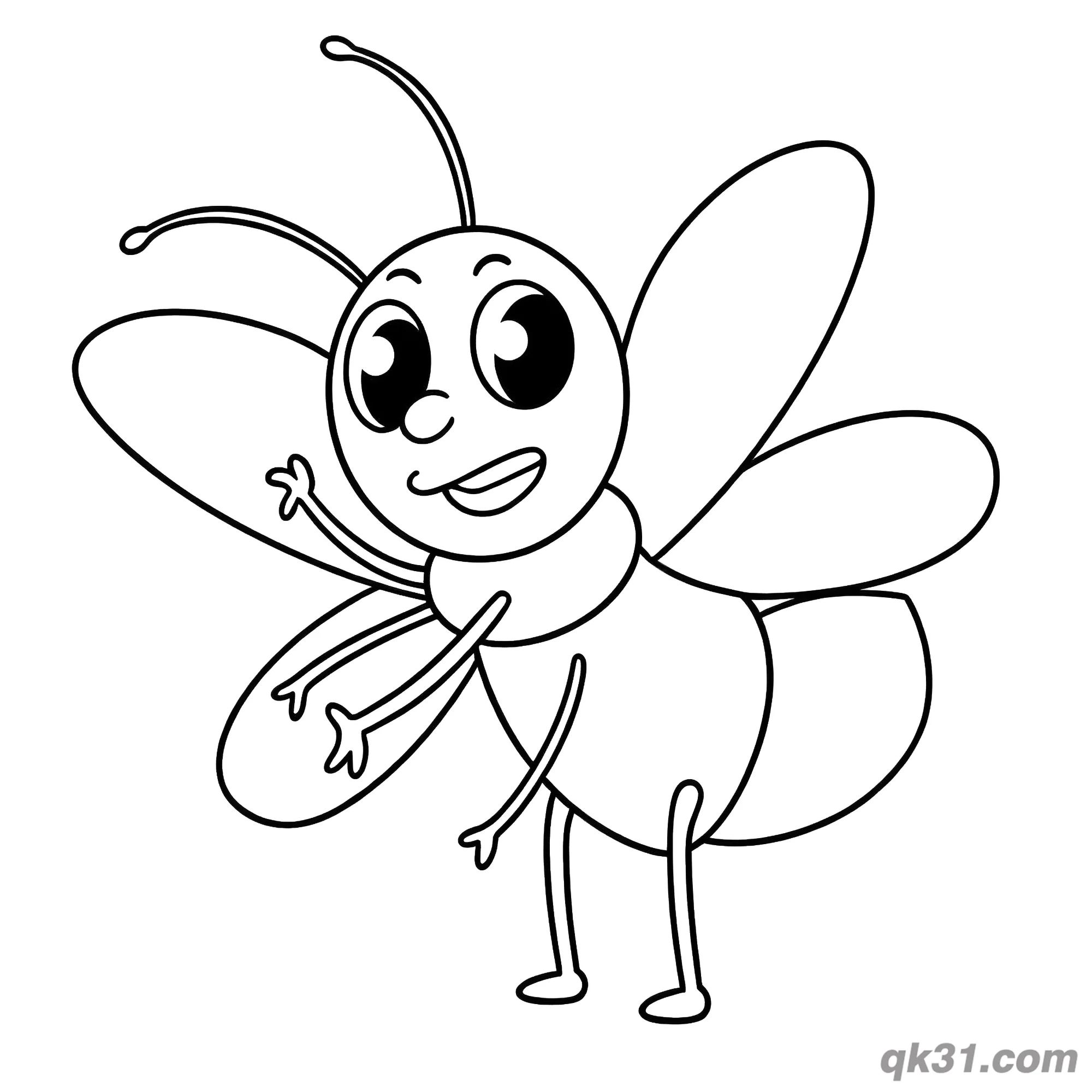 Waving Happy Firefly Coloring Page – Free Printable Coloring Page for Kids and Adults