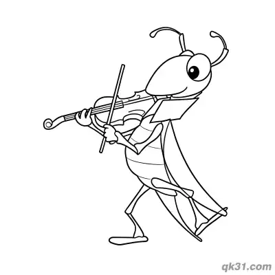 Anthropomorphic Grasshopper Playing Violin Coloring Page
