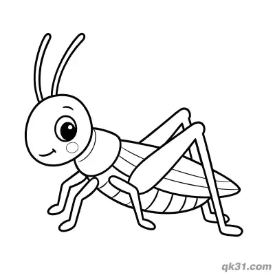 Cute Grasshopper with Blush Side View Coloring Page