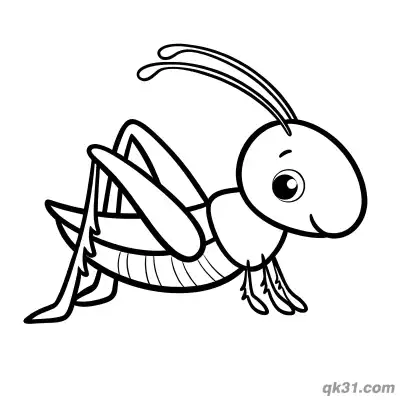 Cute Smiling Cartoon Grasshopper Side View Coloring Page