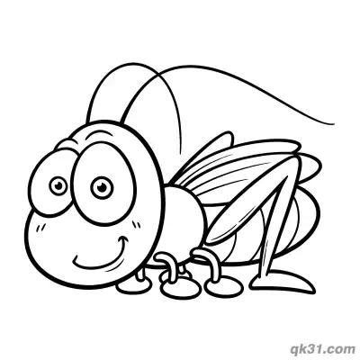 Exaggerated Big Head Cartoon Grasshopper Coloring Page